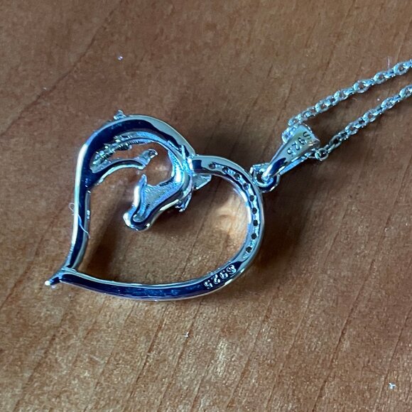 Beautiful Silver Heart and Rose Gold Horse Pendant Necklace (NWOT) - Picture 14 of 16